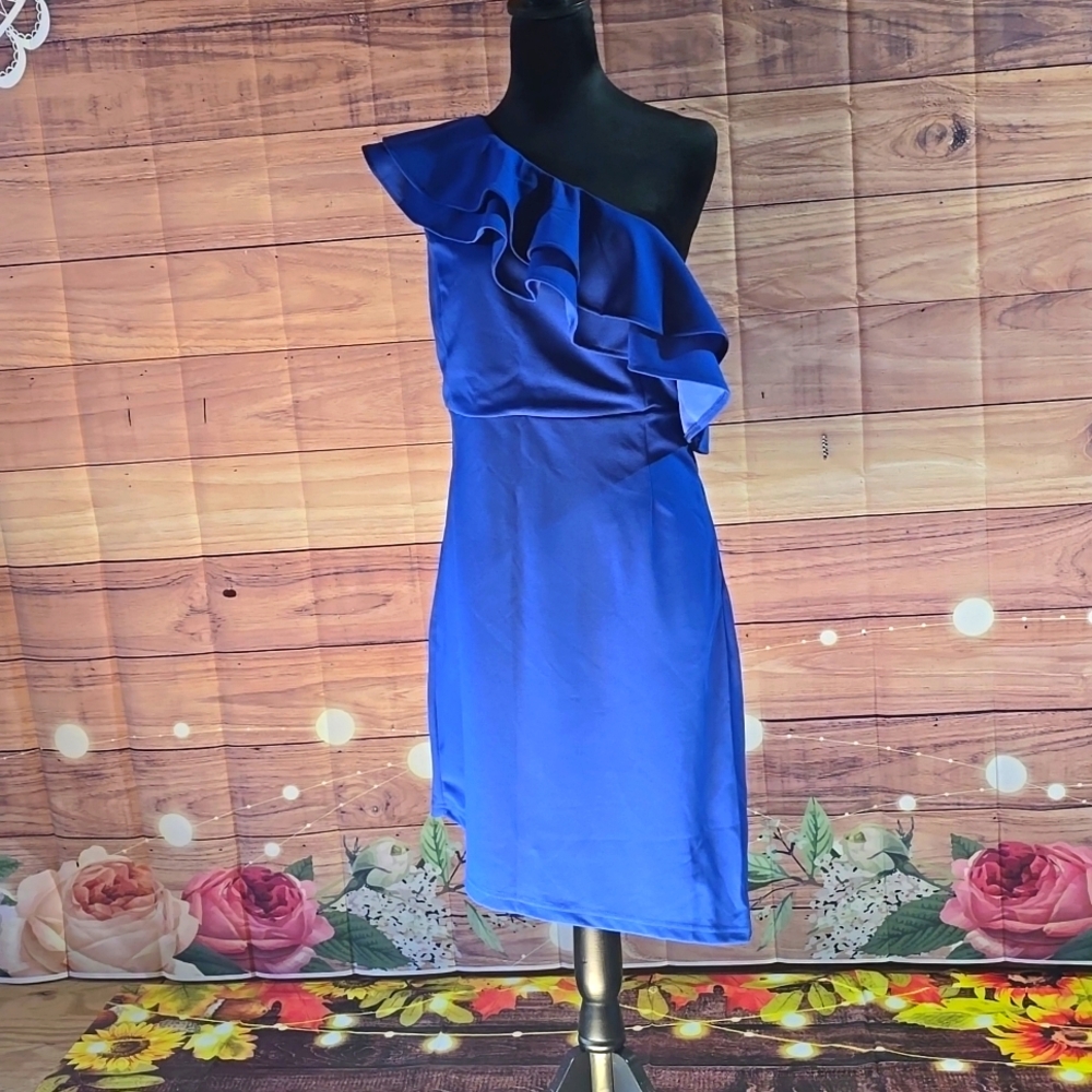 Dokotoo One Shoulder Dresses Sleeveless Ruffle Empire Waist Asymmetrical z001
